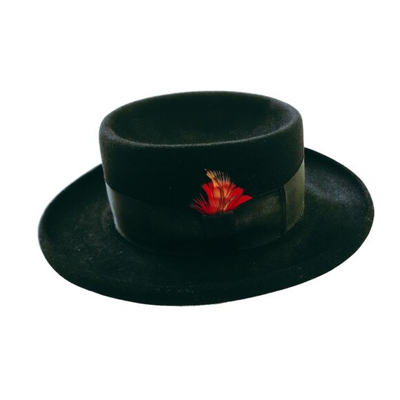 Vintage Accessories - Vintage Black Barlesoni Fedora Unisex Hat Black Band Made of Imported Furs 7